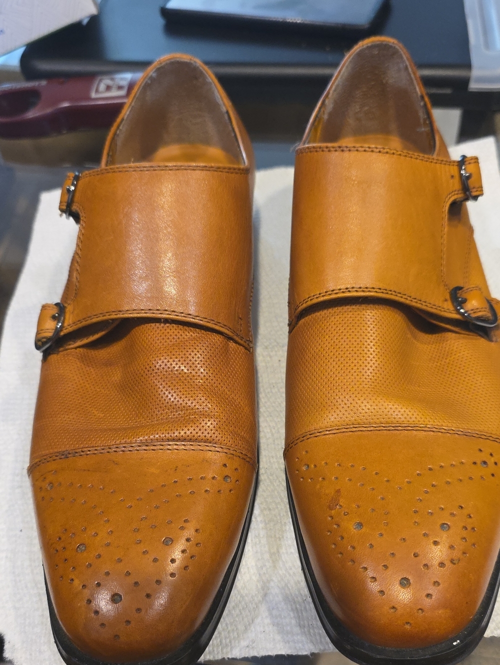 Steve Madden Tan Double Monk Strap Leather Dress Shoes